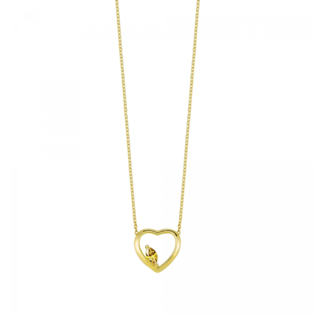 Kalpli Sarı Markiz Rengarenk Altın Kolye