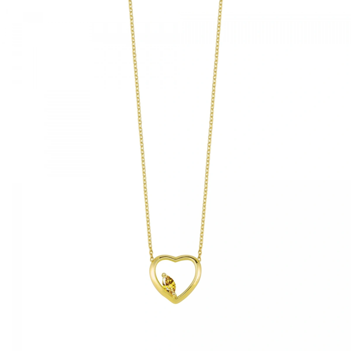 Kalpli Sarı Markiz Rengarenk Altın Kolye