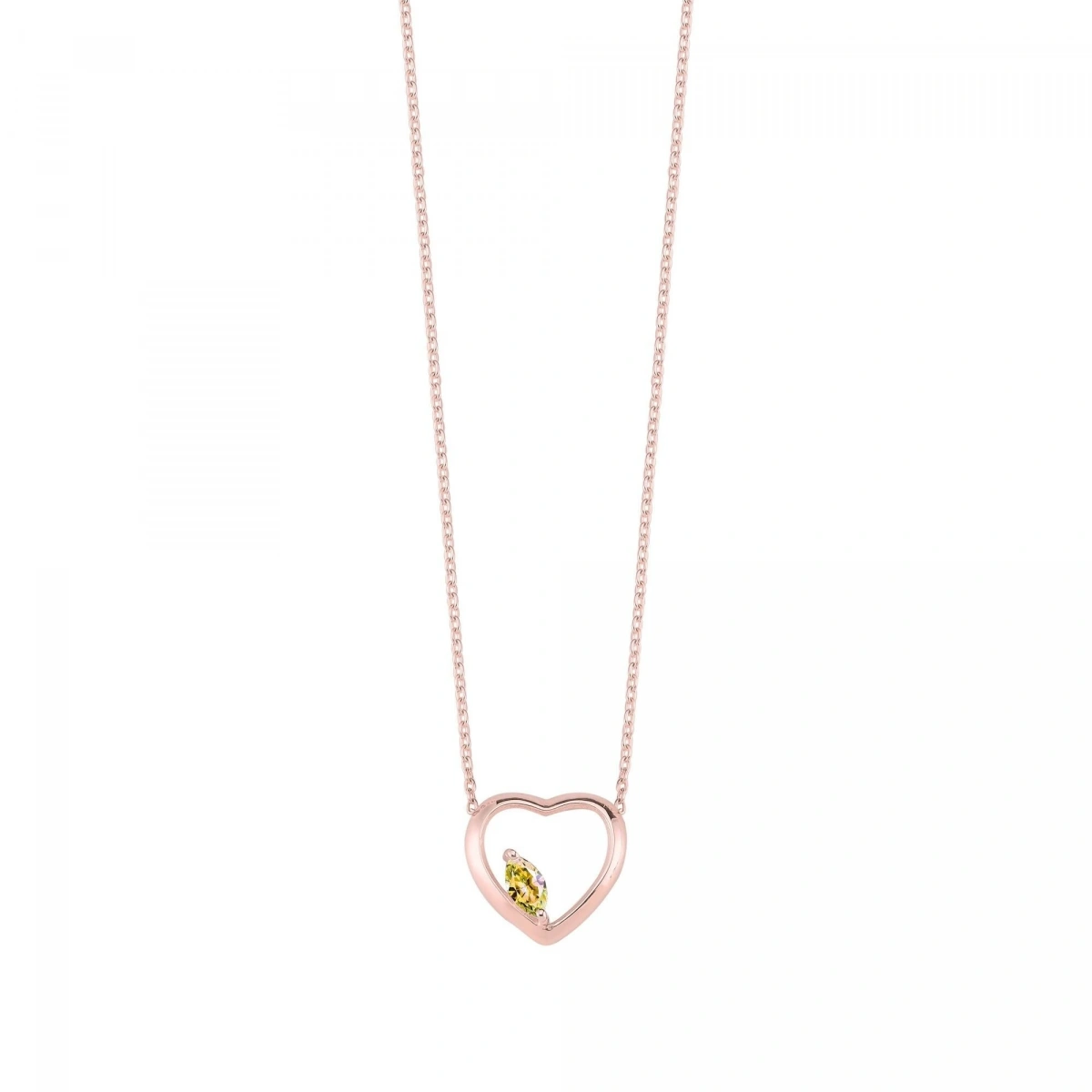 Kalpli Sarı Markiz Rengarenk Altın Kolye