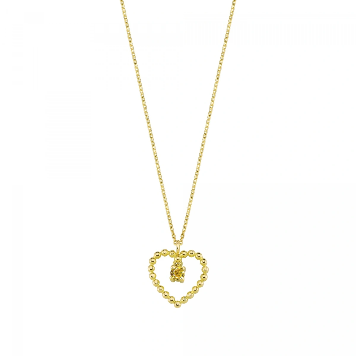 Kalpli Sarı Taşlı Rengarenk Altın Kolye