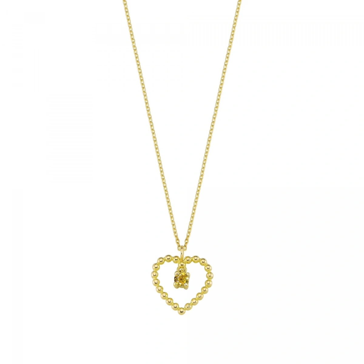 Kalpli Sarı Taşlı Rengarenk Altın Kolye