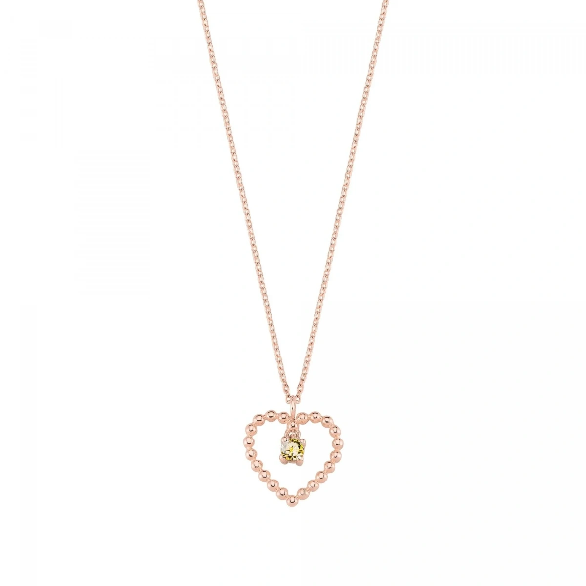 Kalpli Sarı Taşlı Rengarenk Altın Kolye