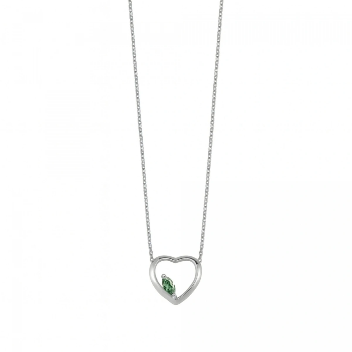 Kalpli Yeşil Markiz Rengarenk Altın Kolye