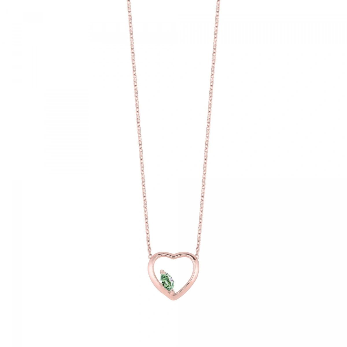 Kalpli Yeşil Markiz Rengarenk Altın Kolye