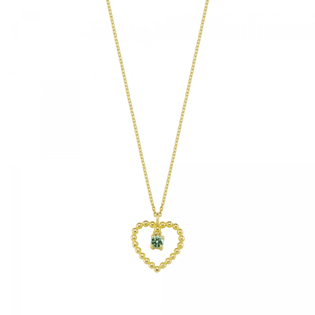 Kalpli Yeşil Taşlı Rengarenk Altın Kolye