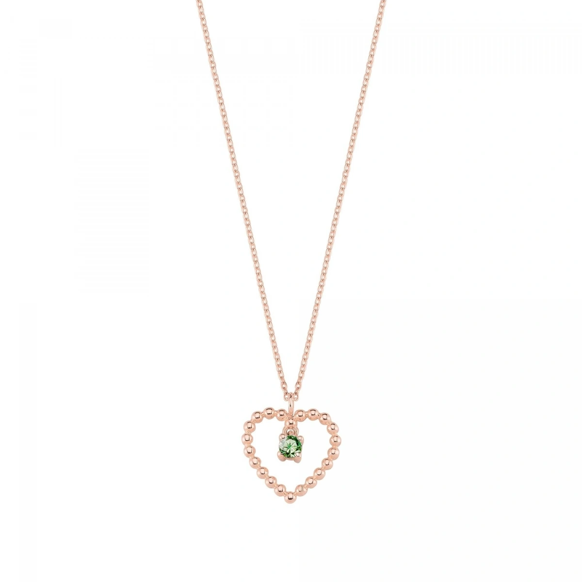 Kalpli Yeşil Taşlı Rengarenk Altın Kolye