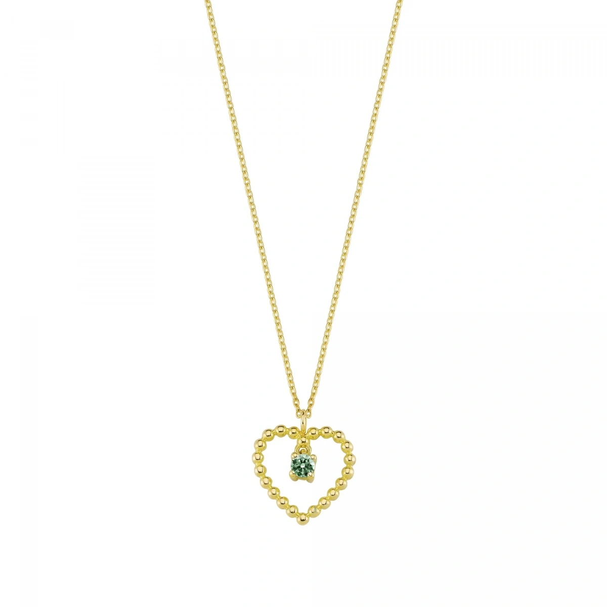 Kalpli Yeşil Taşlı Rengarenk Altın Kolye