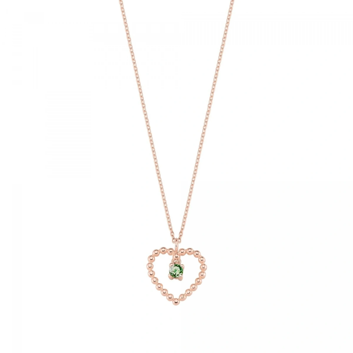 Kalpli Yeşil Taşlı Rengarenk Altın Kolye