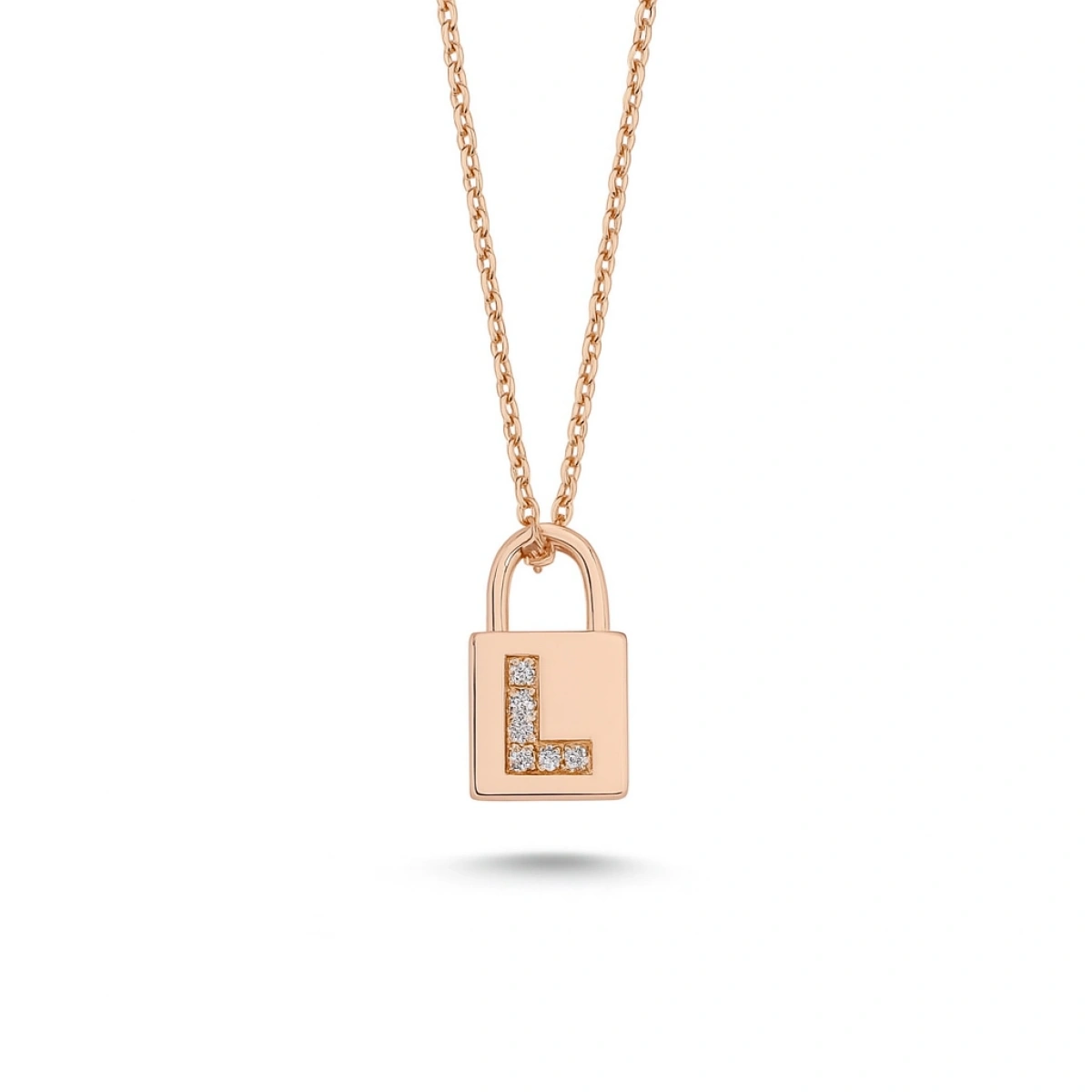 L Harfi Kilit Altın Kolye