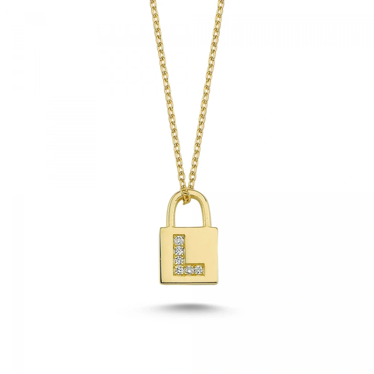 L Harfi Kilit Altın Kolye