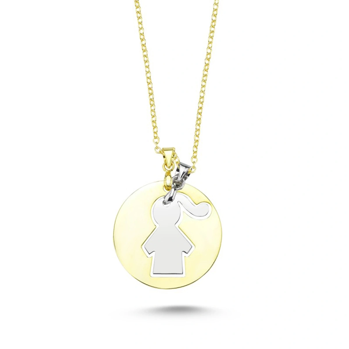 Lazer Kesim Kız Çocuk Figürlü Kolye