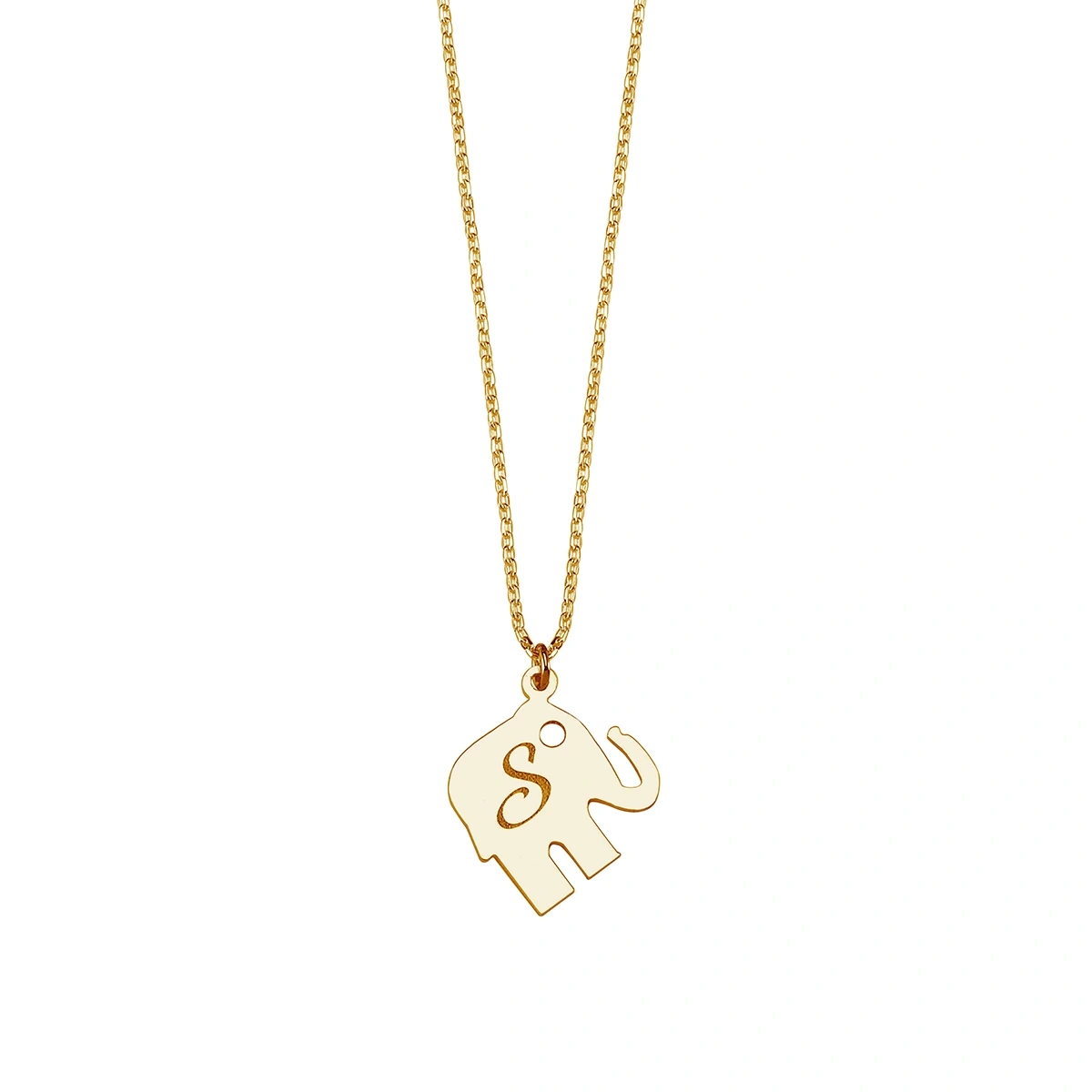 Lazer Kesim Harfli Küçük Boy Fil Kolye