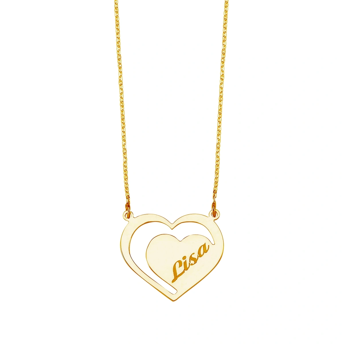 Lazer Kesim İsimli Kalp  Kolye