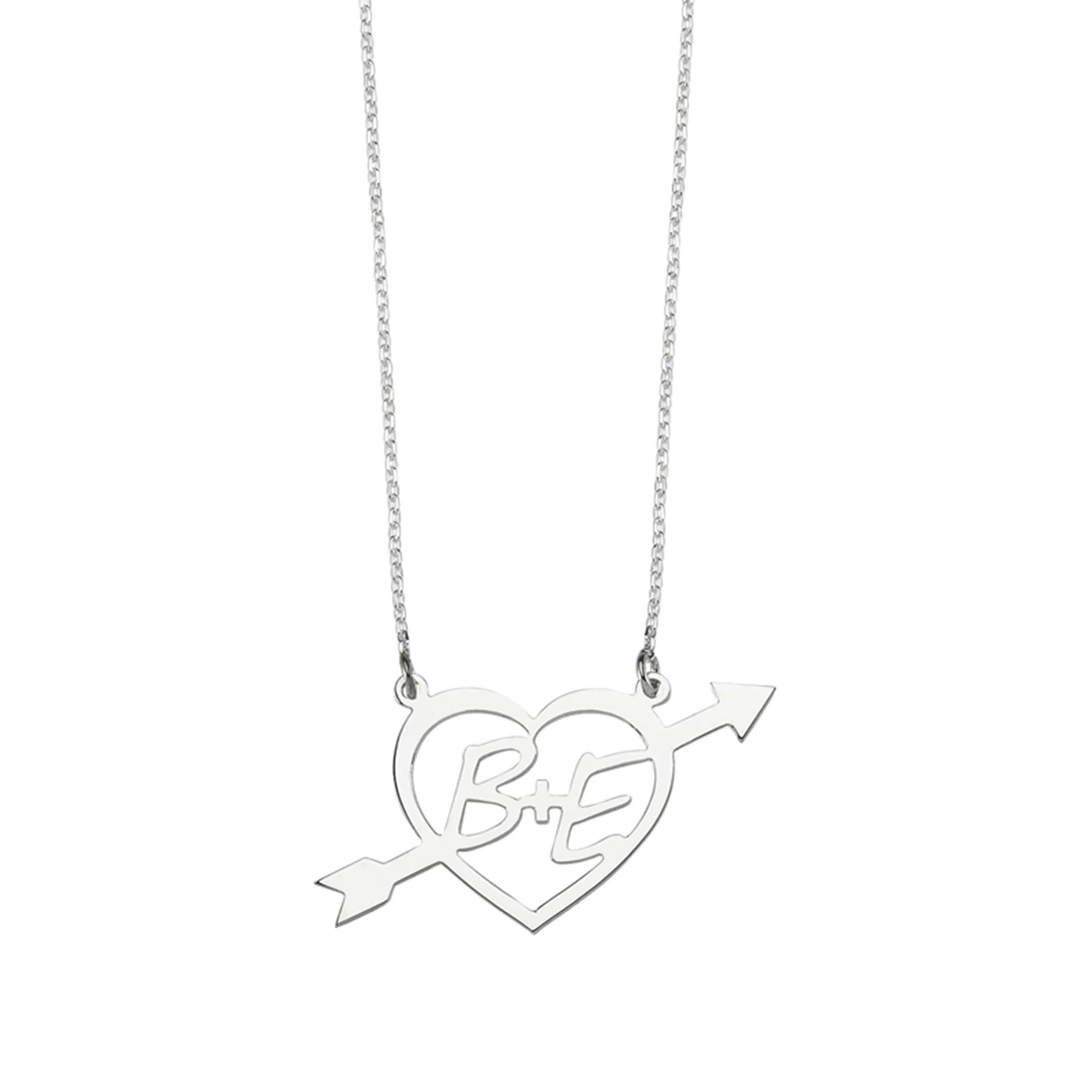 Lazer Kesim Plaka İki Harfli Kalp Kolye