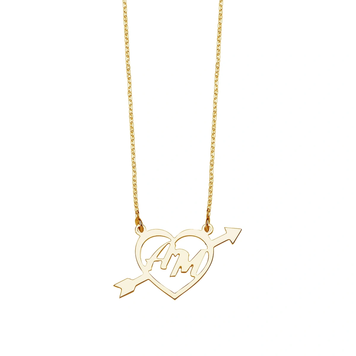 Lazer Kesim Plaka İki Harfli Kalp Kolye