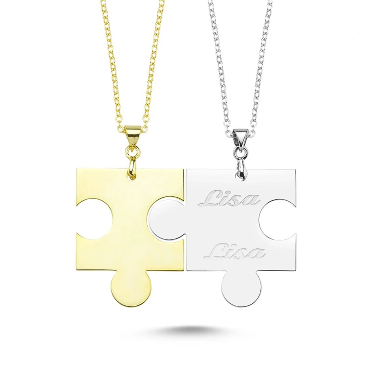 Lazer Kesim Puzzle Çift Kolye