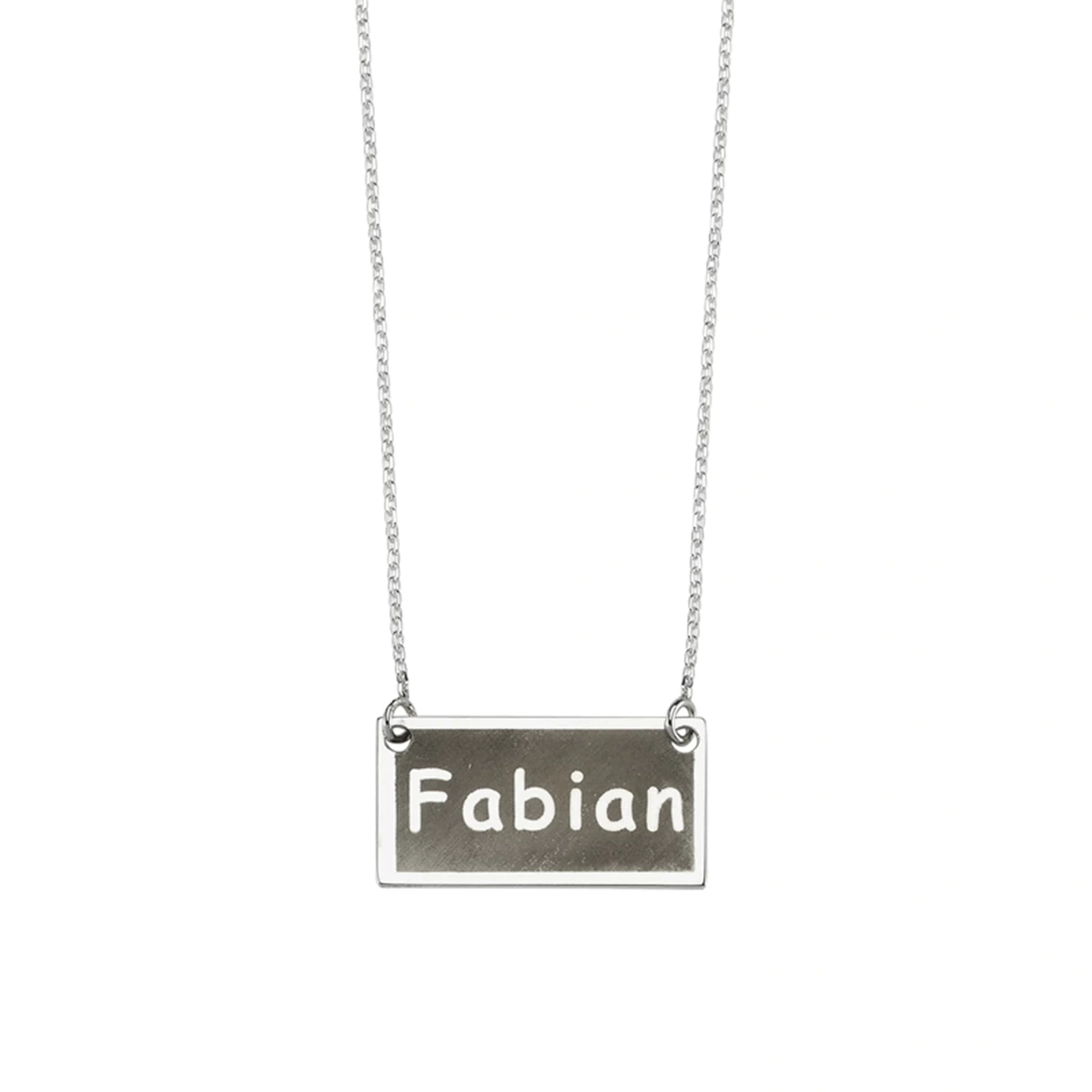 Lazer Kesim Dikdörtgen Plaka İsim Kolye