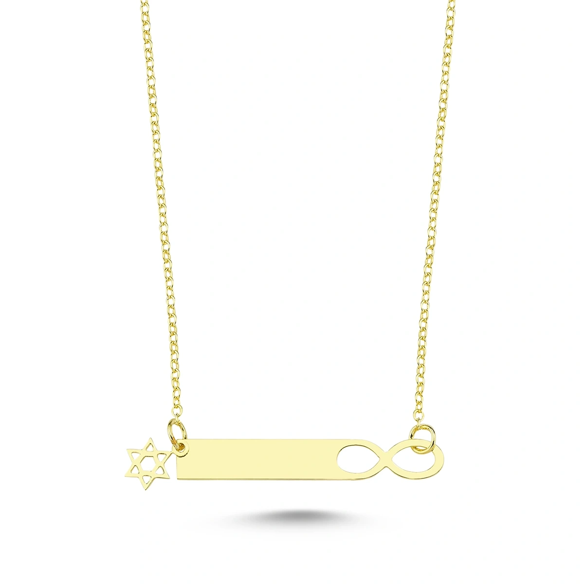 Lazer Kesim Yatay Plaka Simge ve Sonsuzluk Kolye