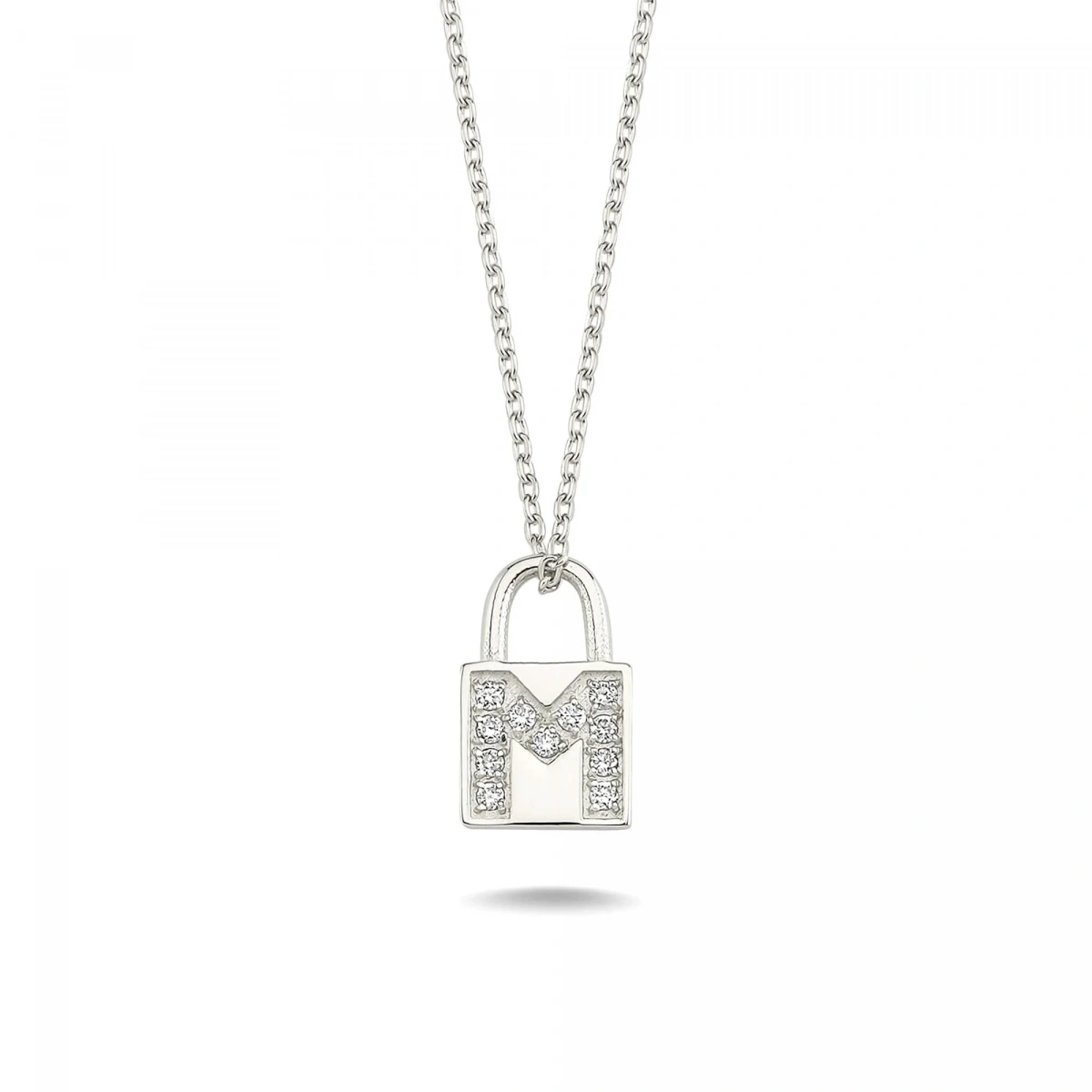 M Harfi Kilit Altın Kolye