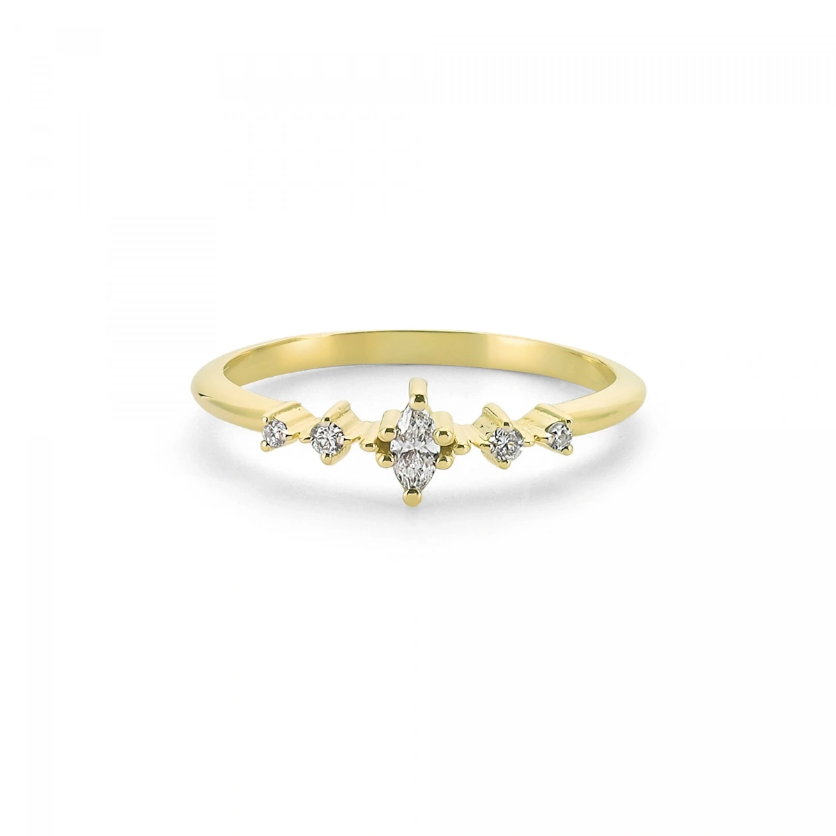 Markiz Taşlı Modern Altın Yüzük