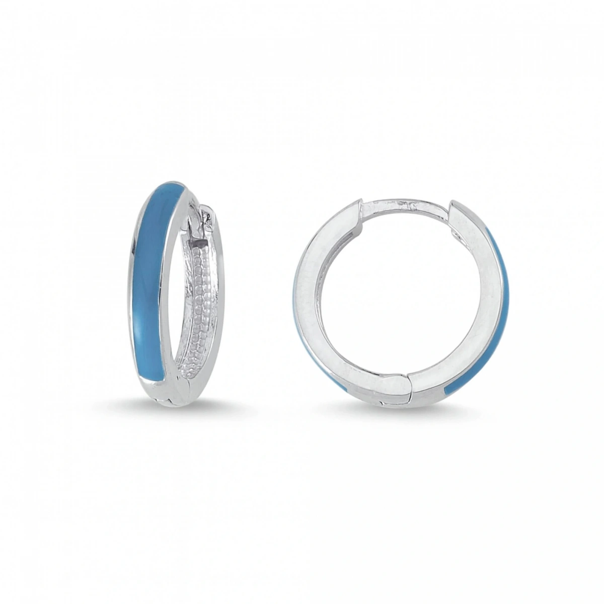 Mavi Mineli Halka Altın Küpe