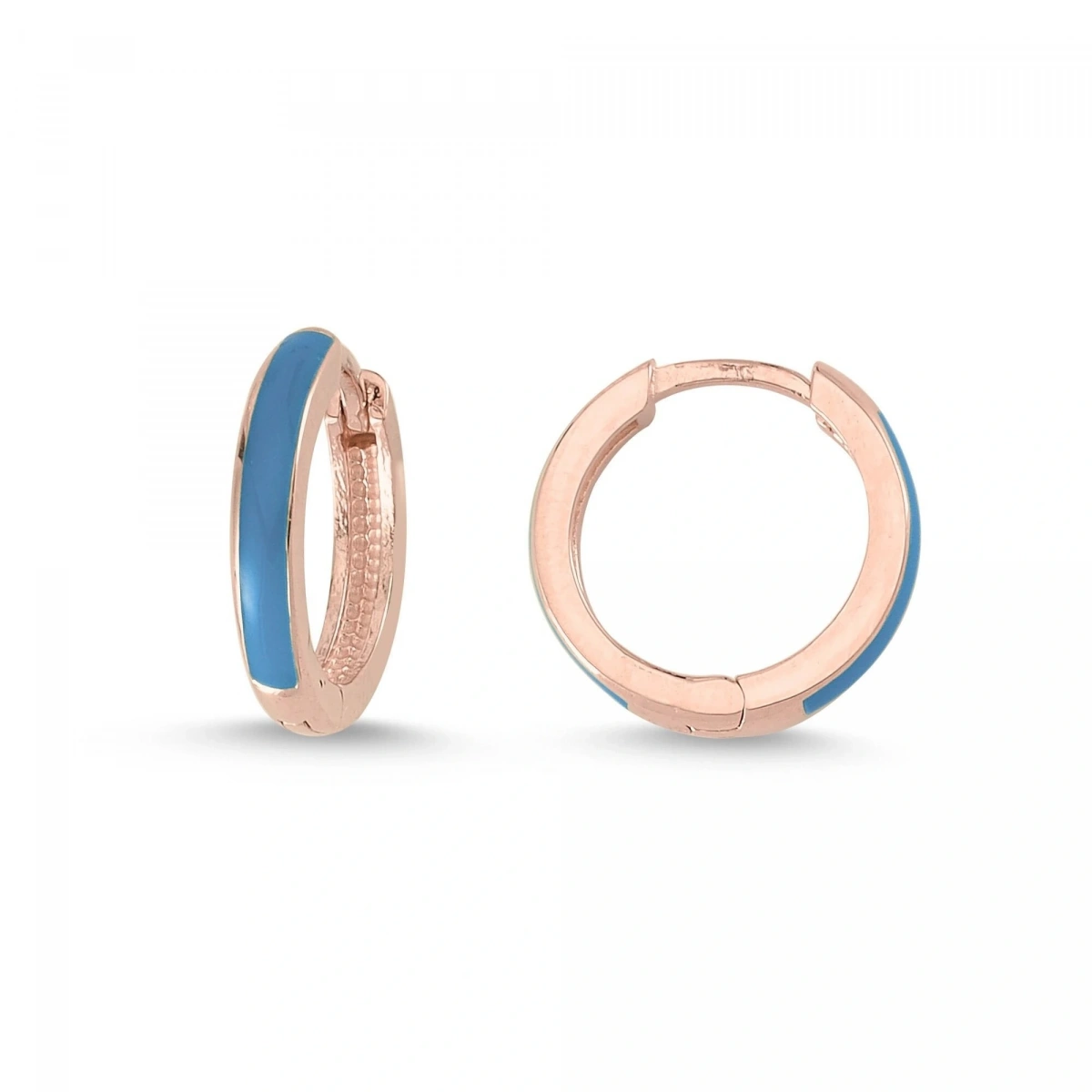 Mavi Mineli Halka Altın Küpe