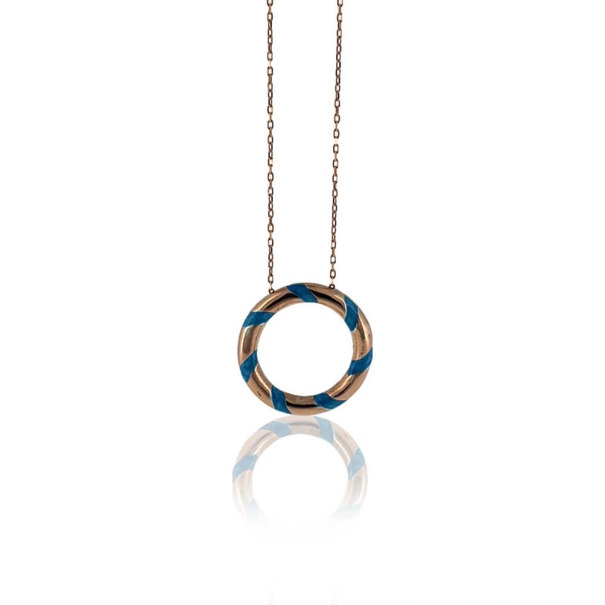 Mavi Mineli Halka Kolye