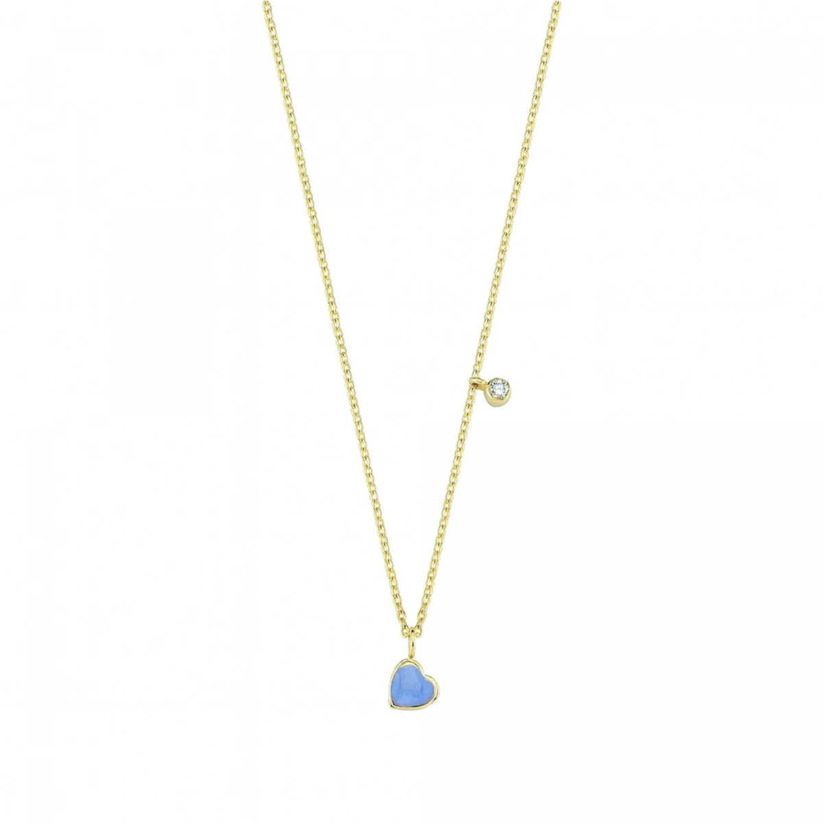 Mineli Kalp Pırlanta Kolye