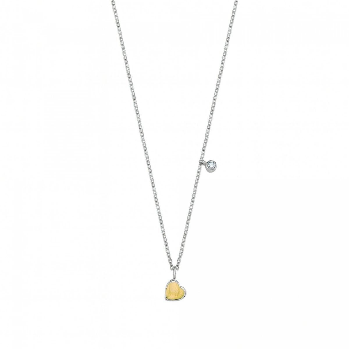 Mineli Kalp Pırlanta Kolye