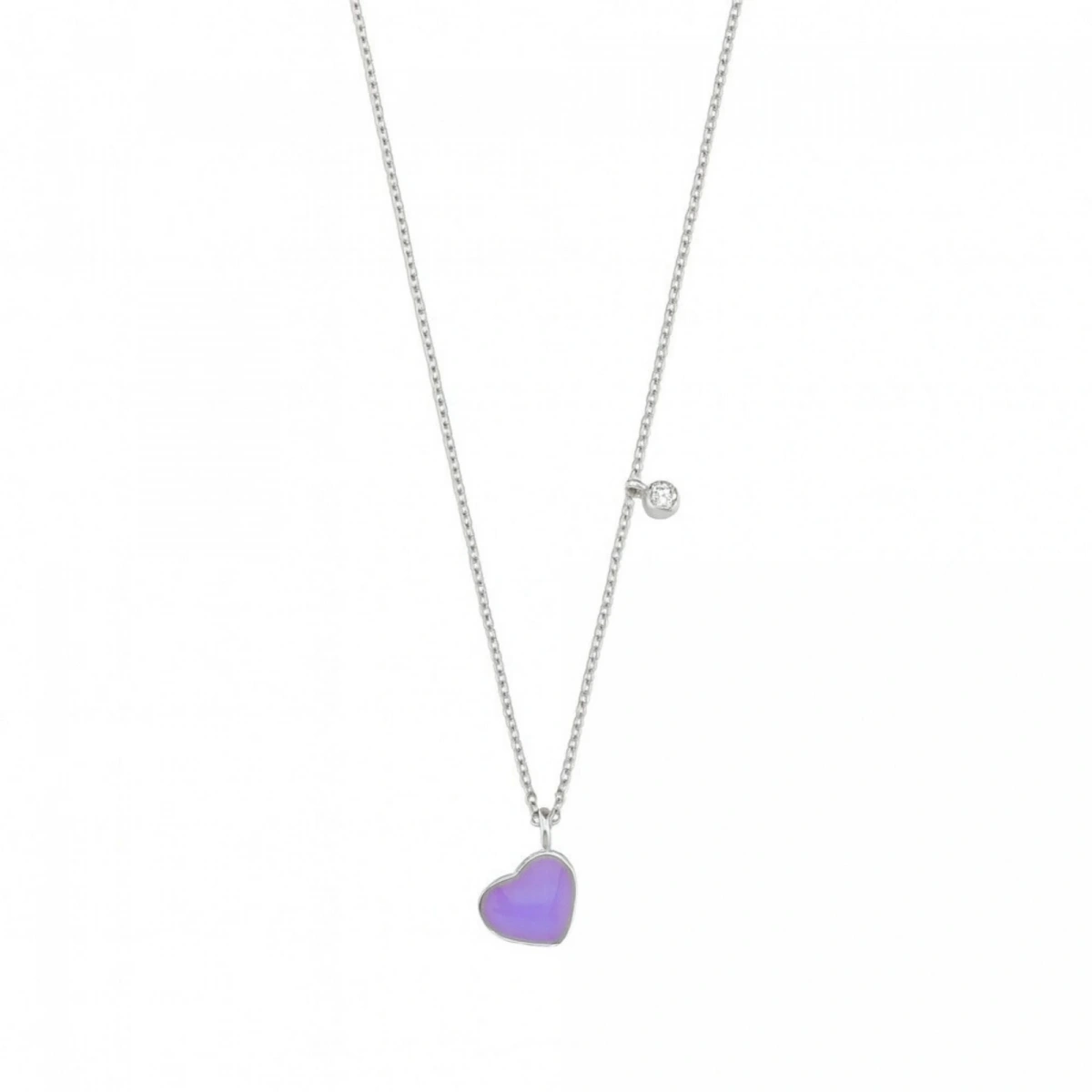 Mineli Kalp Pırlanta Kolye