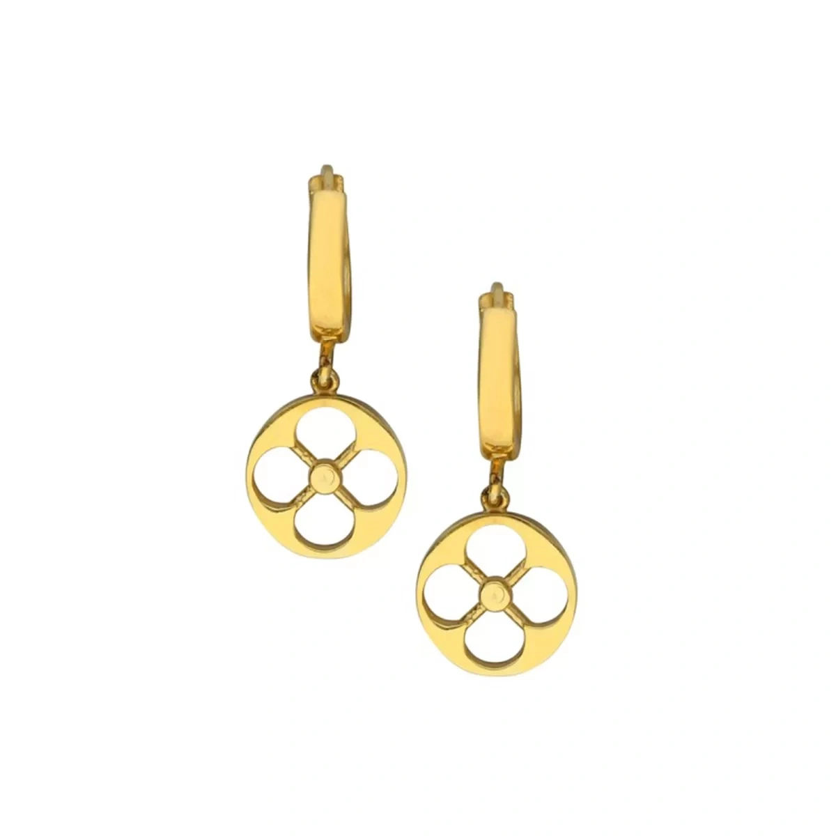 Minimal Ajurlu Yonca Sallantılı Gümüş Küpe