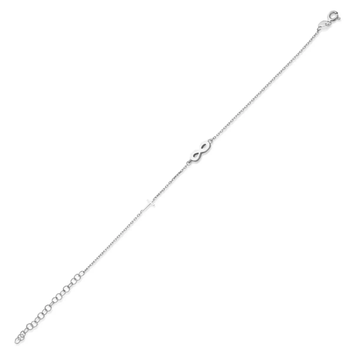 Minimal Sonsuzluk Haç Bağlantılı Gümüş Bileklik