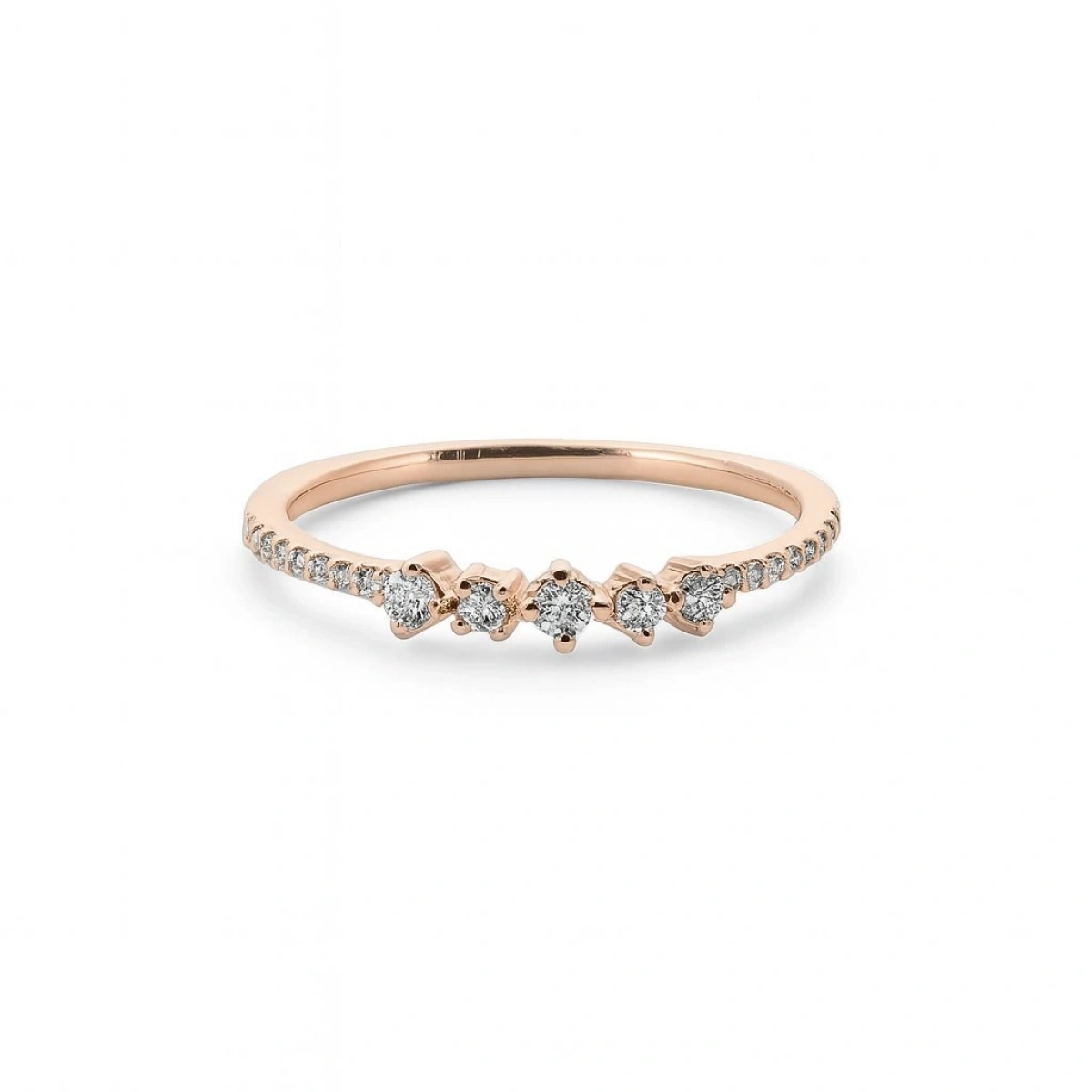 Modern Beş Taşlı Altın Yüzük