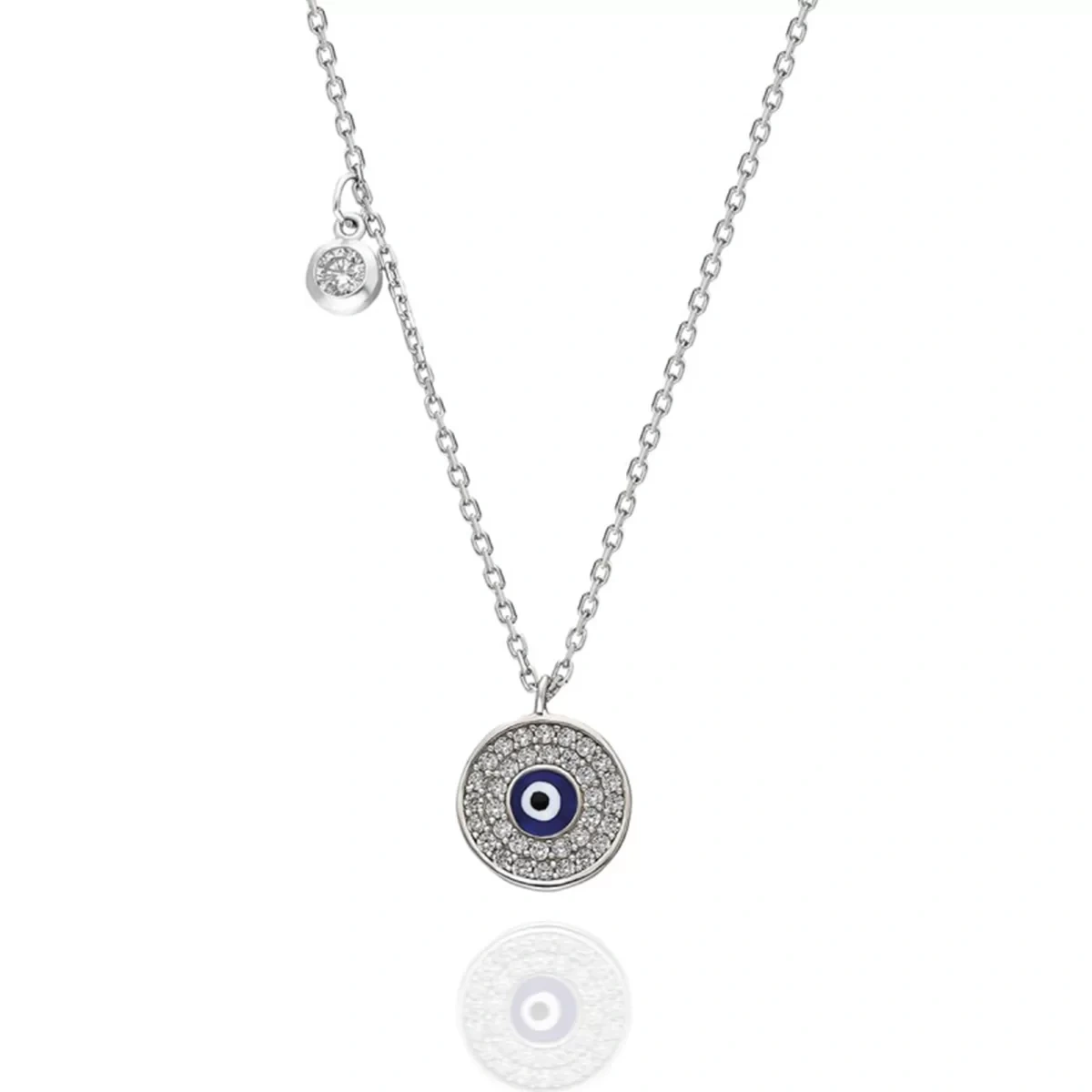Modern Taşlı Nazar Gümüş Kolye