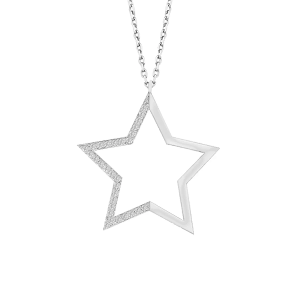 Modern Taşlı Yıldız Gümüş Kolye