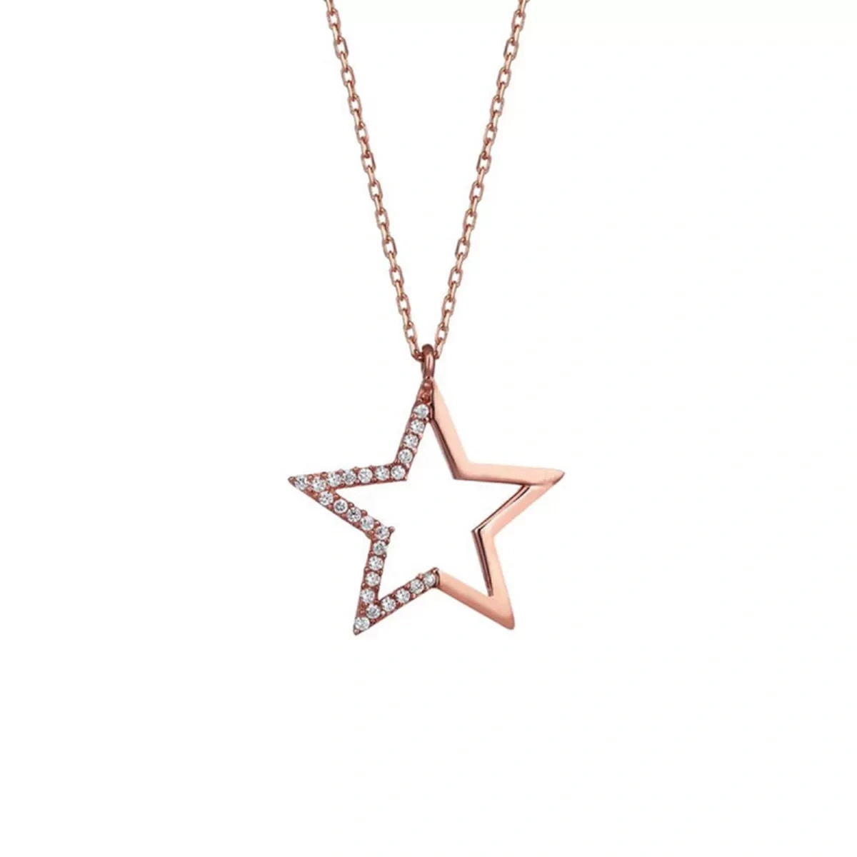 Modern Taşlı Yıldız Gümüş Kolye