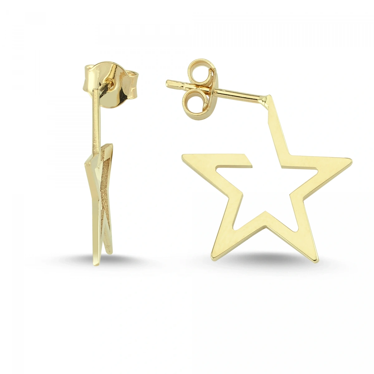 Modern Yıldız Altın Küpe