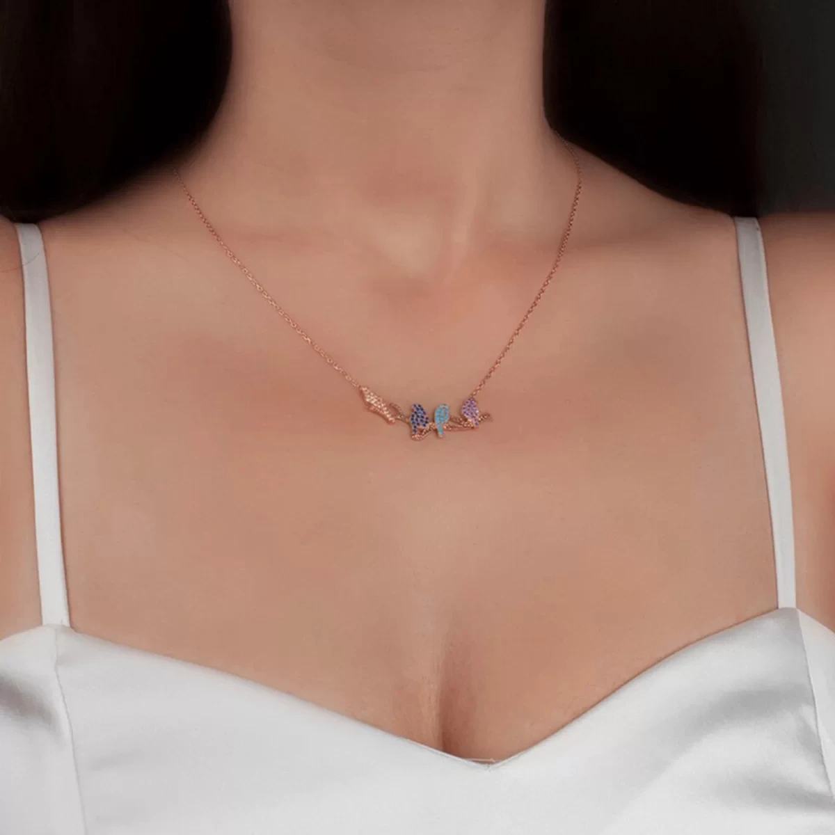 Muhabbet Kuşları Gümüş Kolye