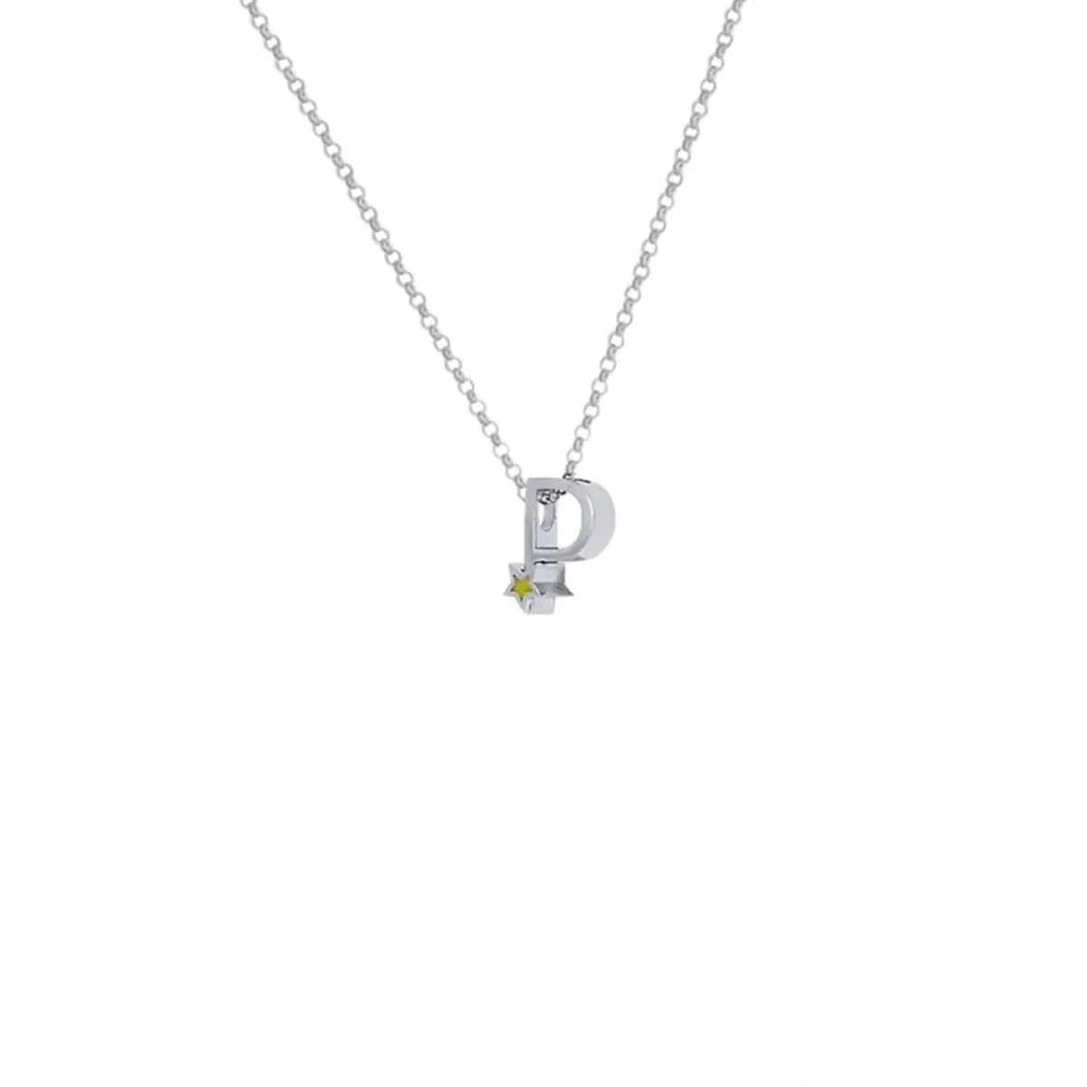 P Harfi Yıldızlı Gümüş Kolye