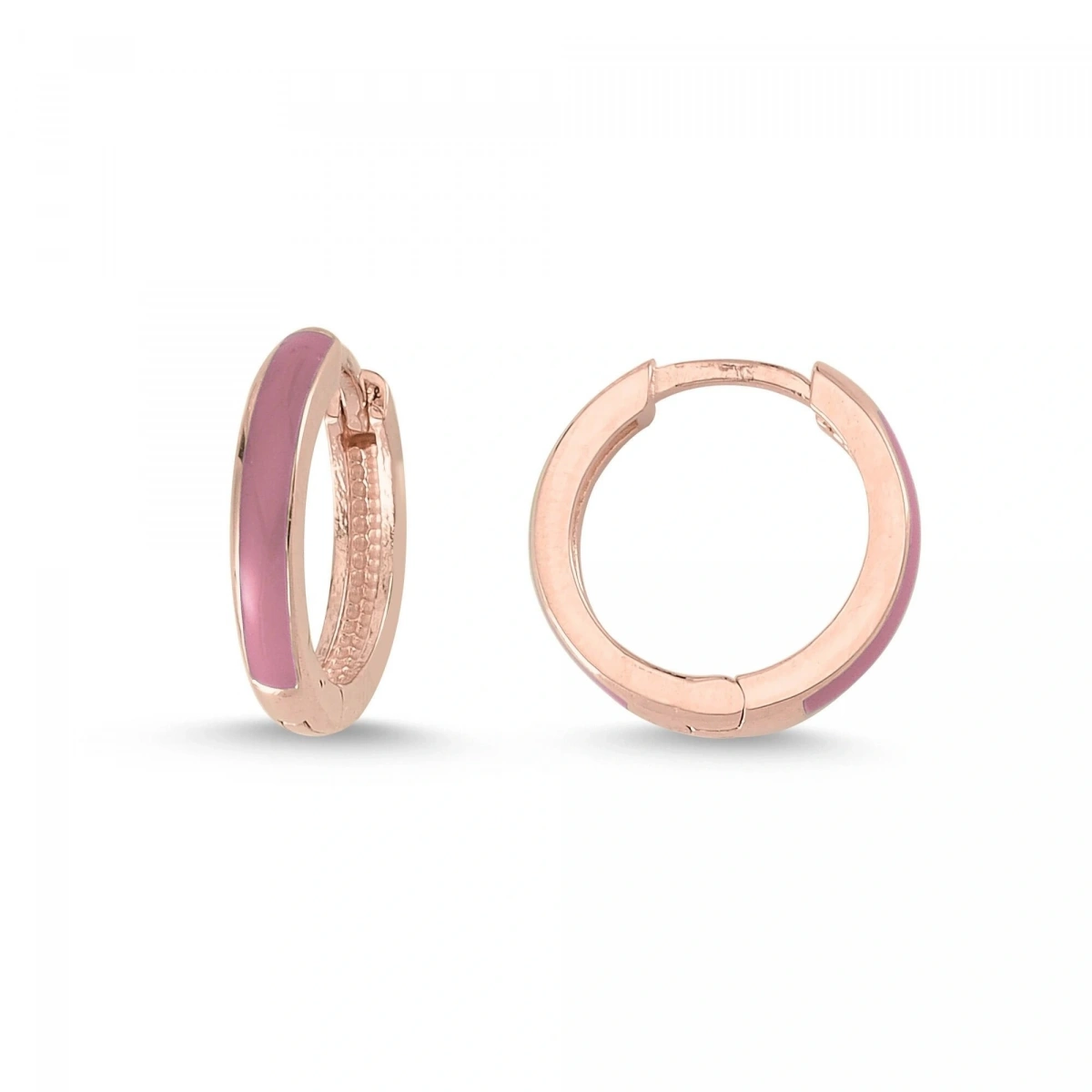 Pembe Mineli Halka Altın Küpe