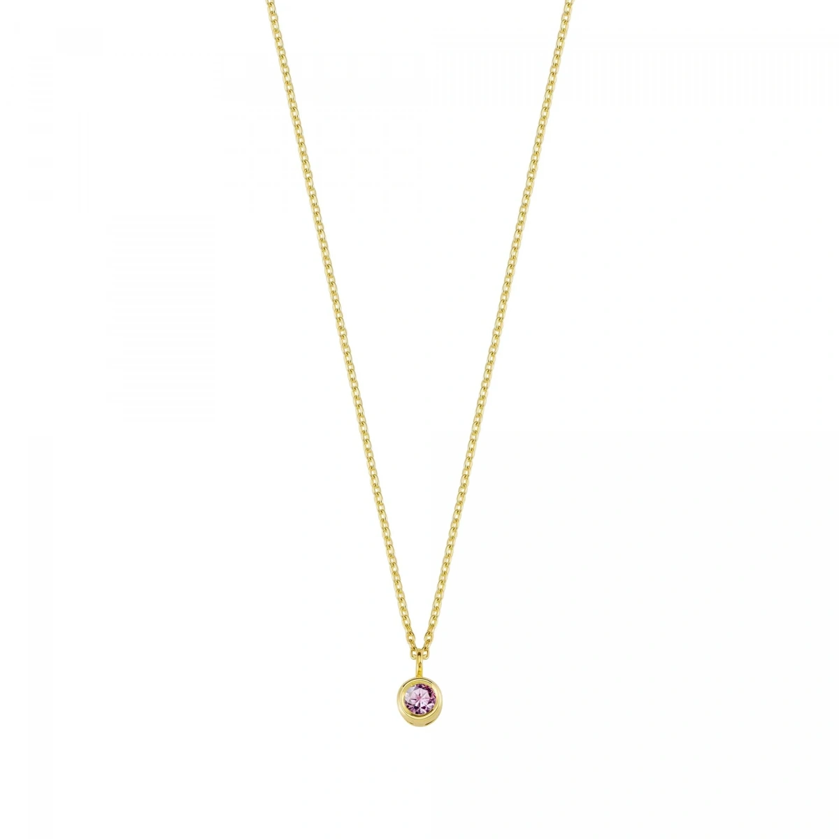 Pembe Taşlı Rengarenk Altın Kolye