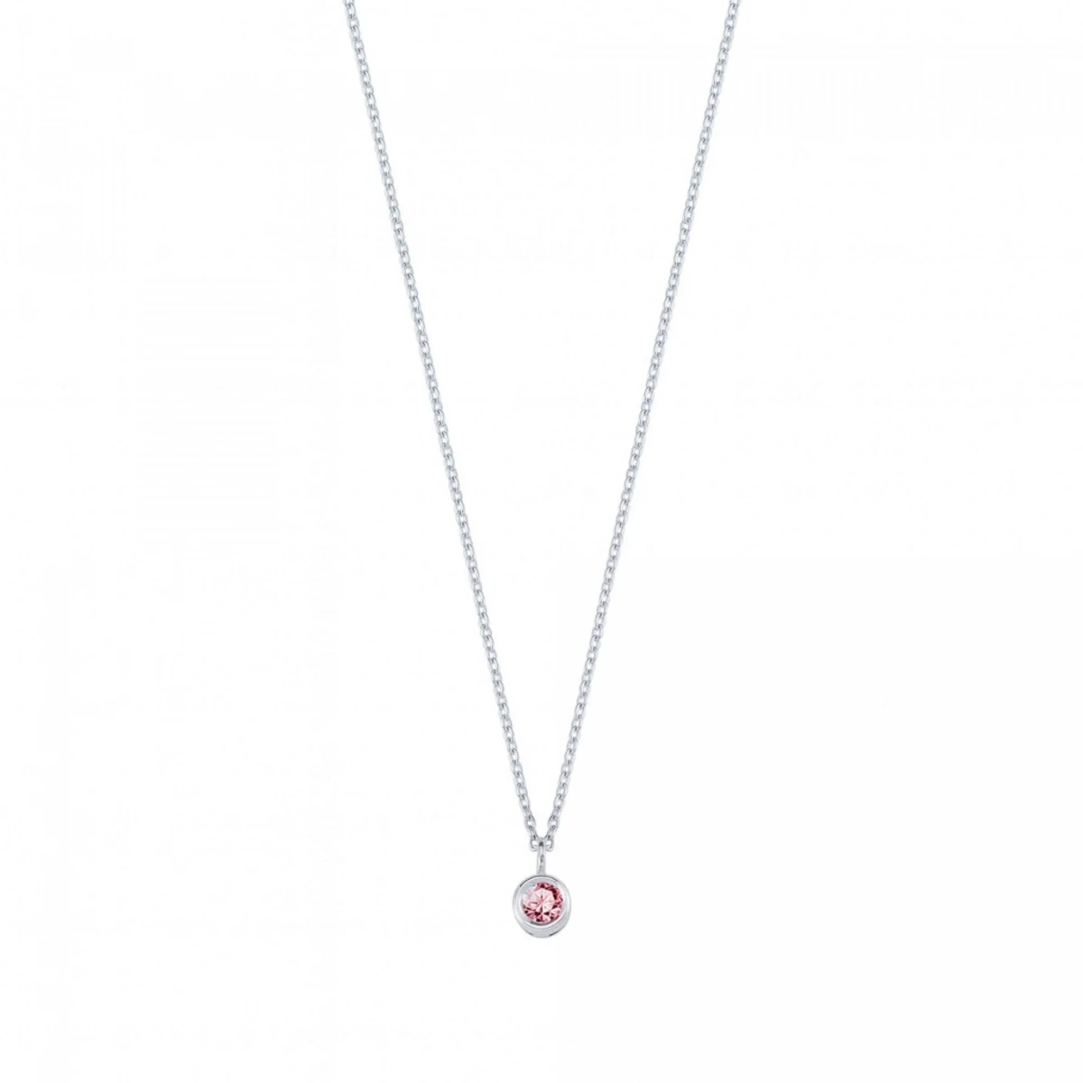 Pembe Taşlı Rengarenk Altın Kolye