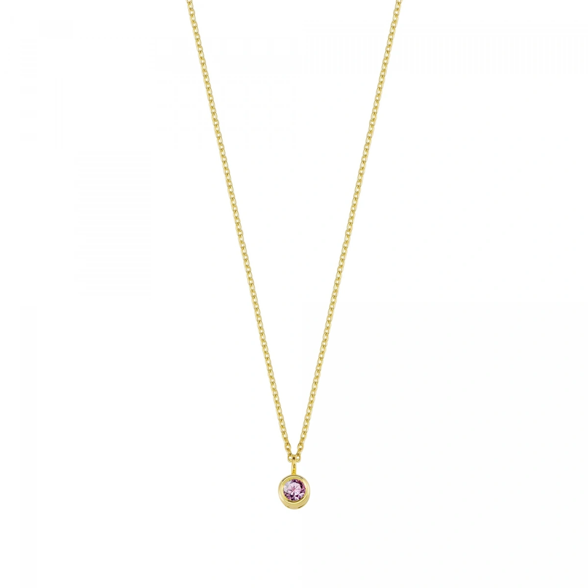 Pembe Taşlı Rengarenk Altın Kolye