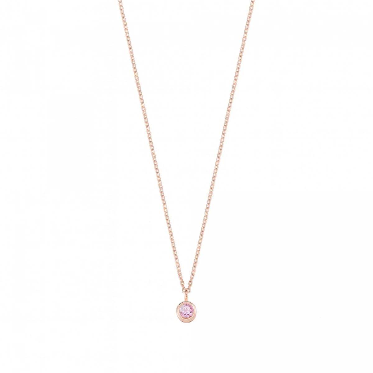 Pembe Taşlı Rengarenk Altın Kolye