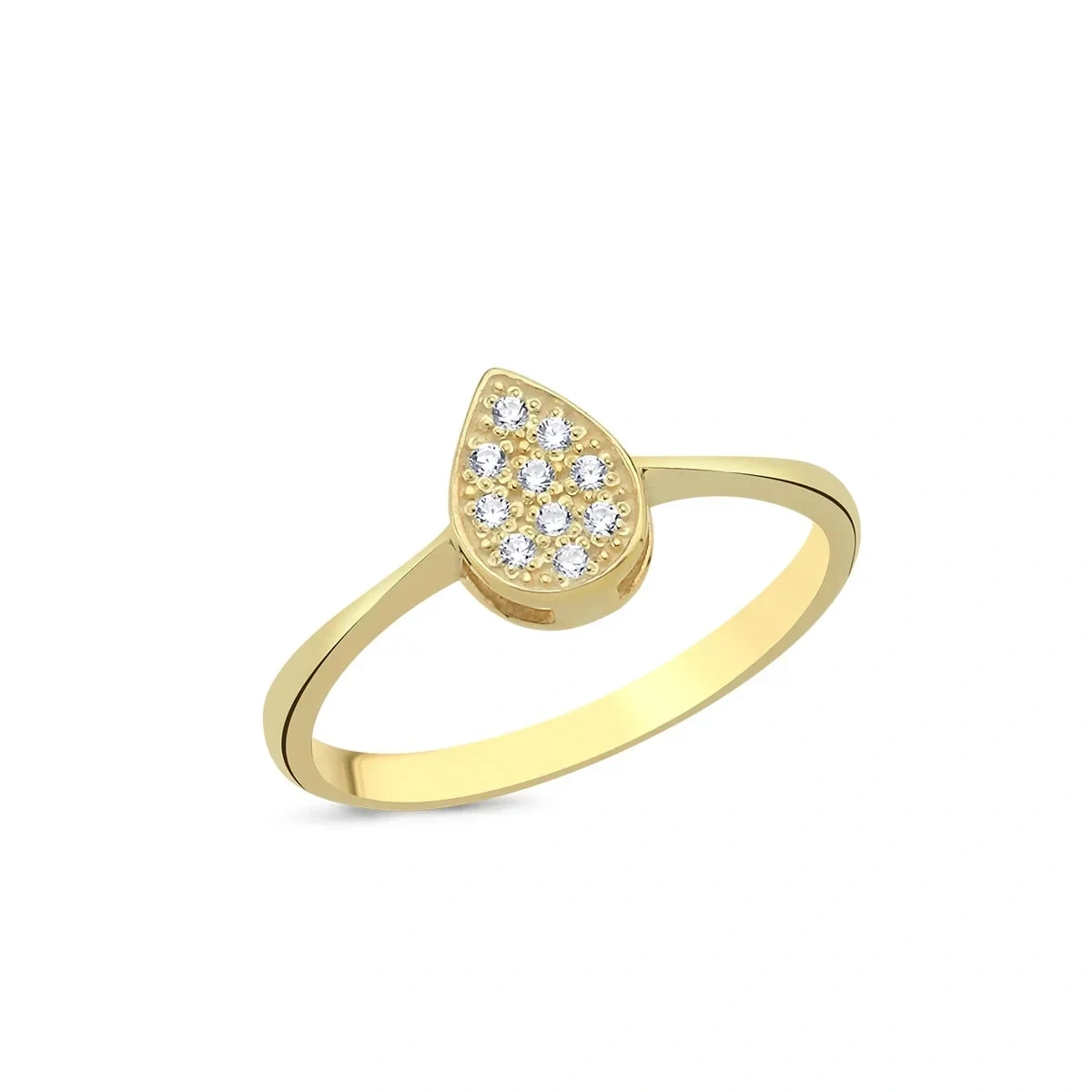 Pırlantalı Damla Pave Taşlı Yüzük