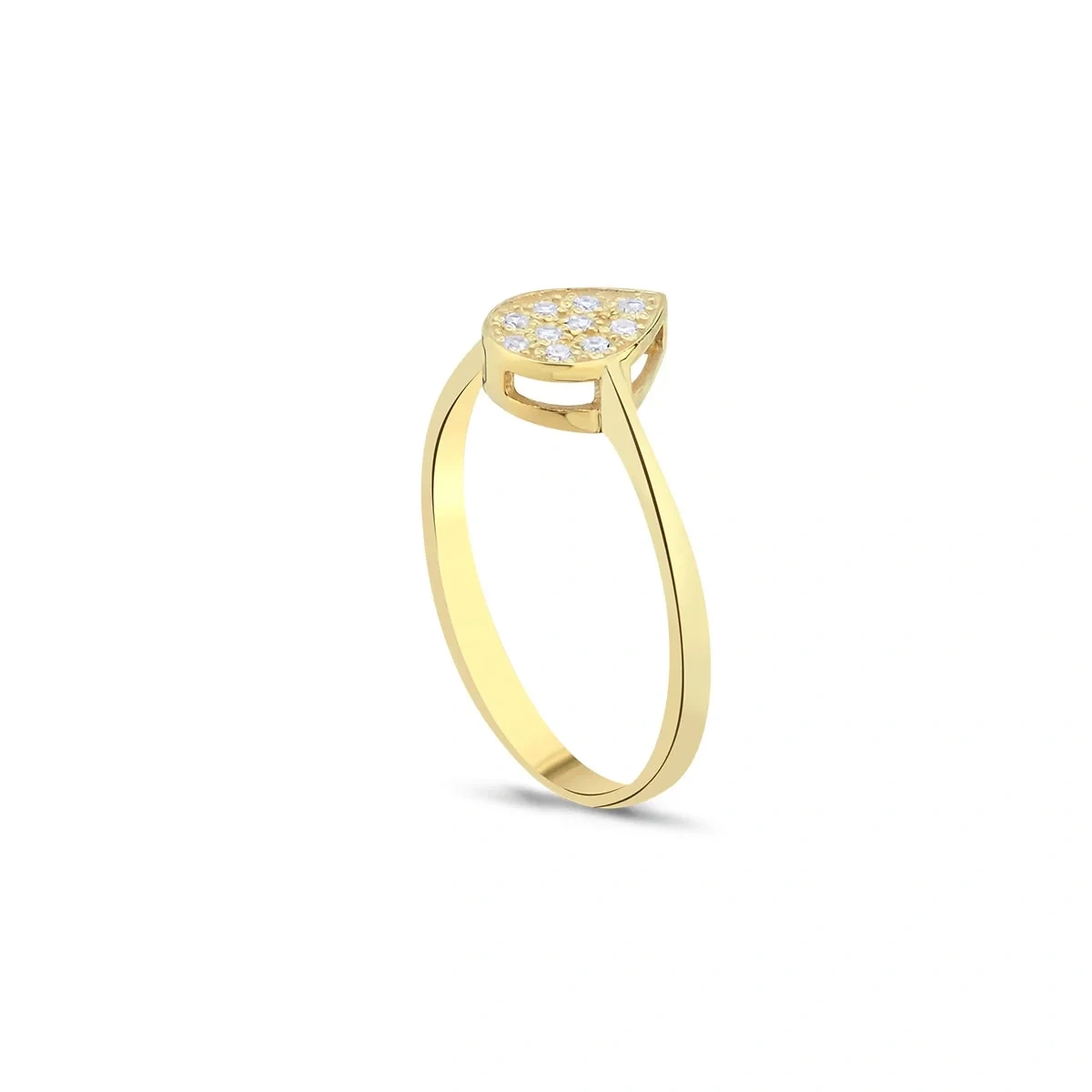 Pırlantalı Damla Pave Taşlı Yüzük