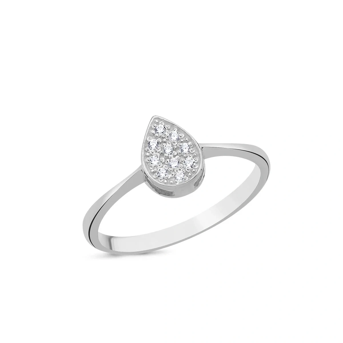 Pırlantalı Damla Pave Taşlı Yüzük