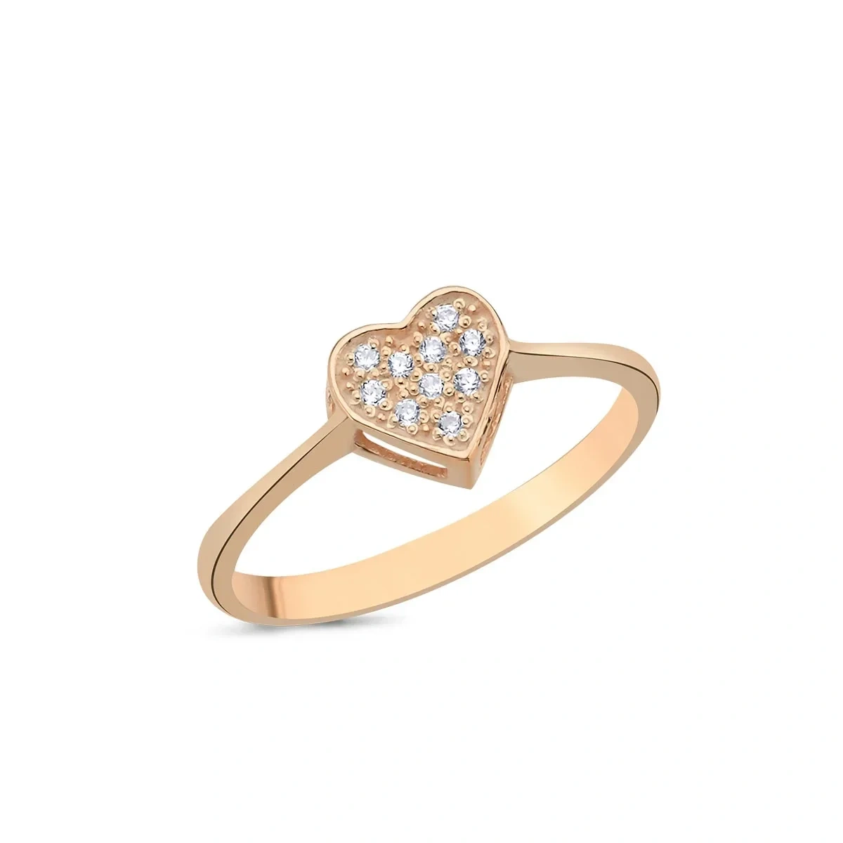Pırlantalı Kalp Pave Taşlı Yüzük