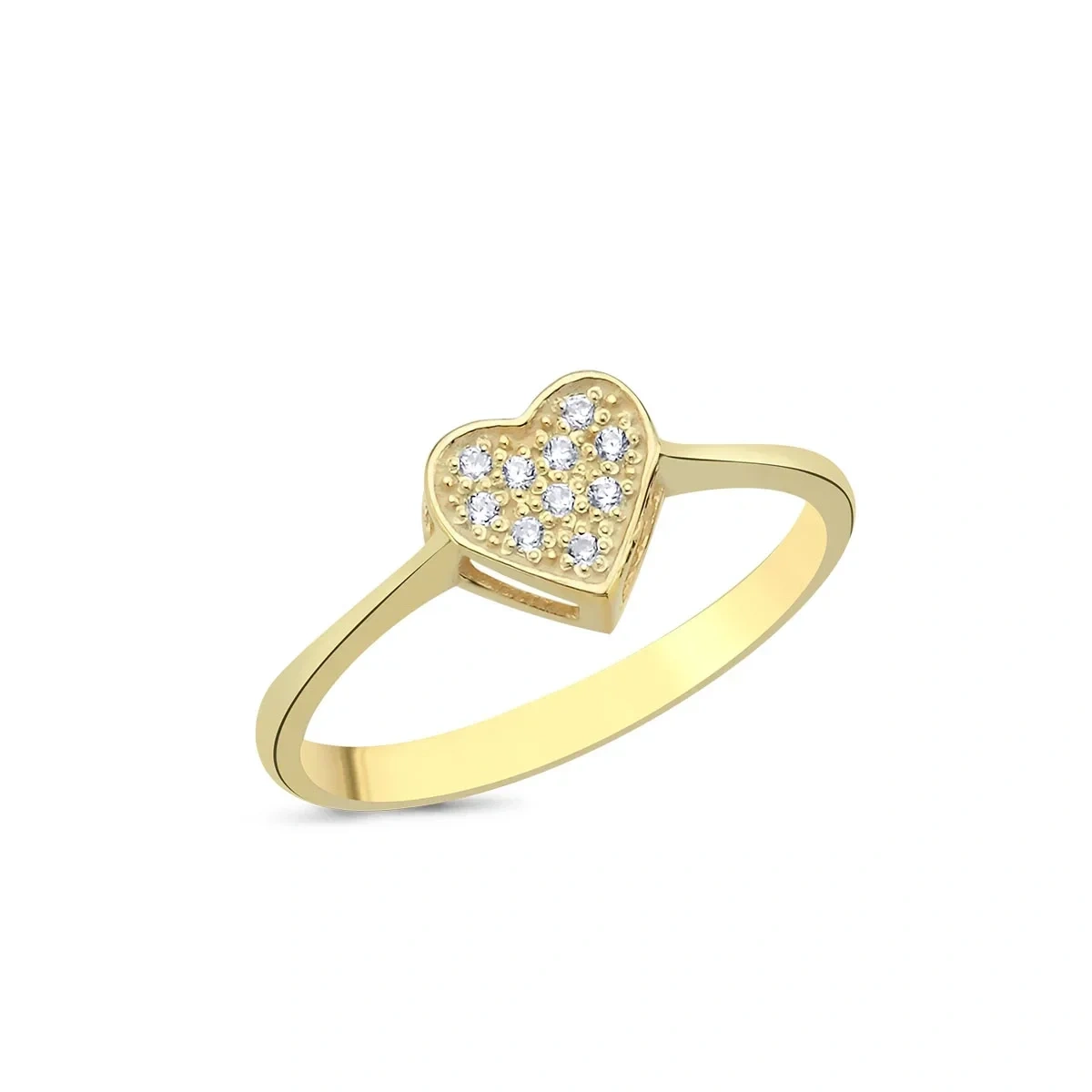 Pırlantalı Kalp Pave Taşlı Yüzük