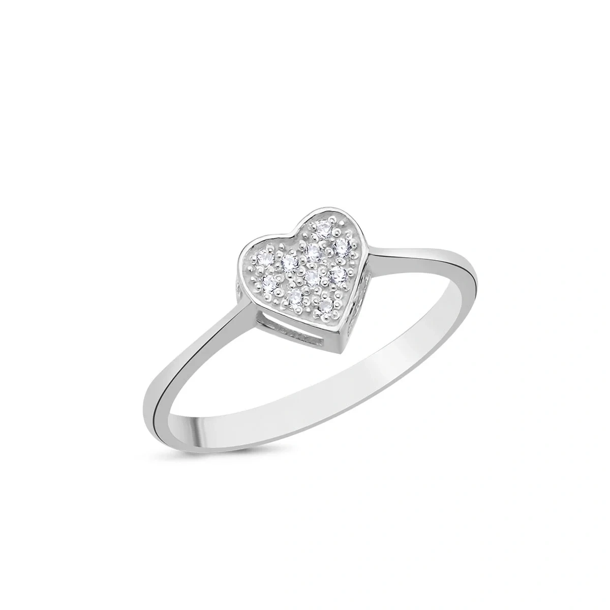 Pırlantalı Kalp Pave Taşlı Yüzük